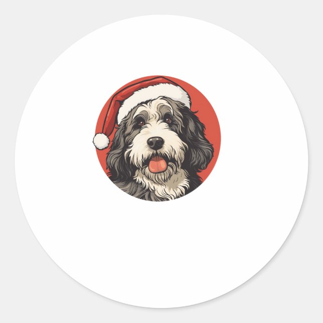Bernedoodle Dog Xmas Doodle Dood Cute Christmas Be Classic Round Sticker (Front)