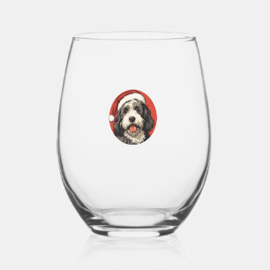 Bernedoodle Dog Xmas Doodle Dood Cute Christmas Be Stemless Wine Glass