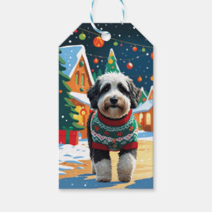 Bernedoodle Dogs Christmas Snow Holiday Gift Tags