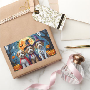 Bernedoodle Dogs Pumpkin Halloween Funny Rectangular Sticker