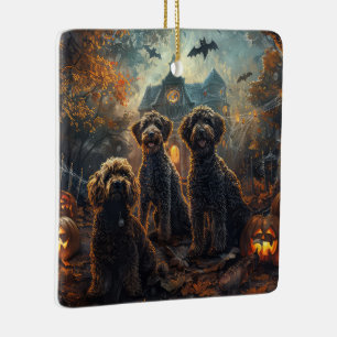 Bernedoodle Halloween Night Doggy Delight  Ceramic Ornament