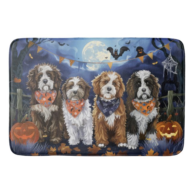 Bernedoodle Halloween Spooky Bath Mat (Front)