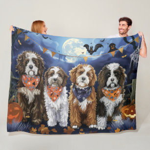 Bernedoodle Halloween Spooky Fleece Blanket