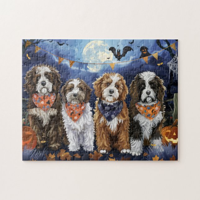 Bernedoodle Halloween Spooky Jigsaw Puzzle (Horizontal)