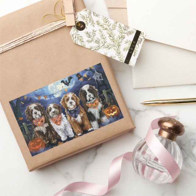 Bernedoodle Halloween Spooky Rectangular Sticker (Gifting)