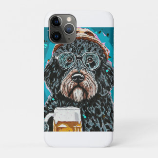 Bernedoodle holding a beer mug iPhone 11 pro case