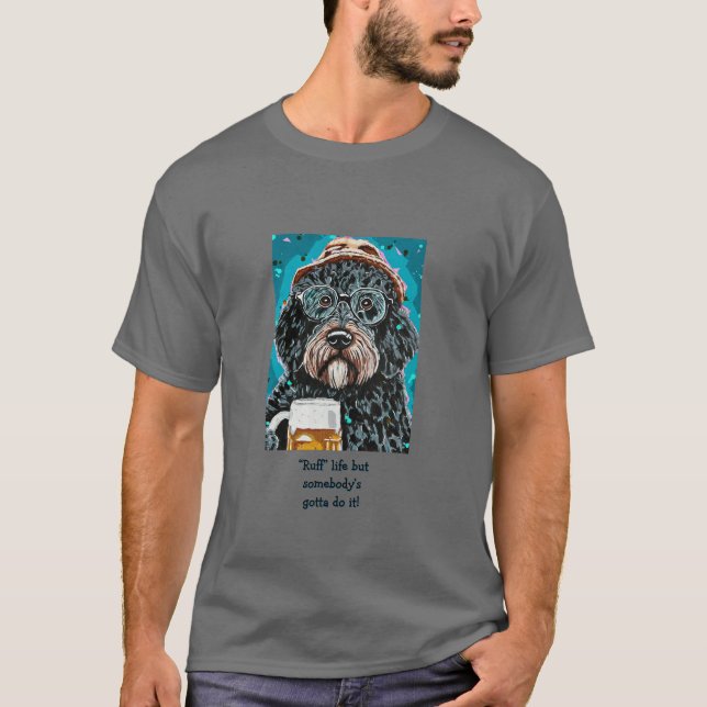 Bernedoodle holding a beer mug T-Shirt (Front)