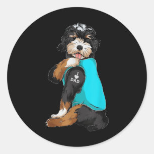 Bernedoodle I Love Dad Tattoo Apparel, Dog Dad Gif Classic Round Sticker