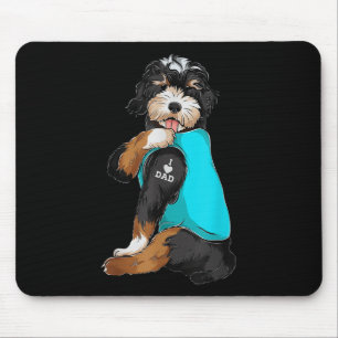 Bernedoodle I Love Dad Tattoo Apparel, Dog Dad Gif Mouse Mat