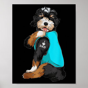 Bernedoodle I Love Dad Tattoo Apparel, Dog Dad Gif Poster
