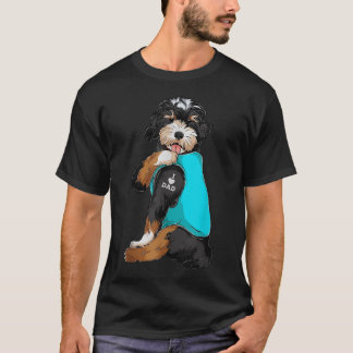 Bernedoodle I Love Dad Tattoo Apparel, Dog Dad Gif T-Shirt