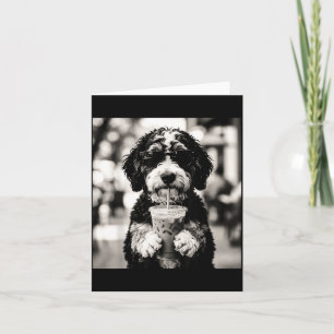 Bernedoodle Iced Coffee Photo Funny Dog Lover Art Card