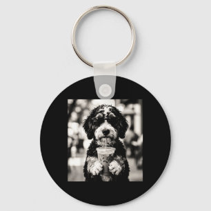 Bernedoodle Iced Coffee Photo Funny Dog Lover Art Key Ring