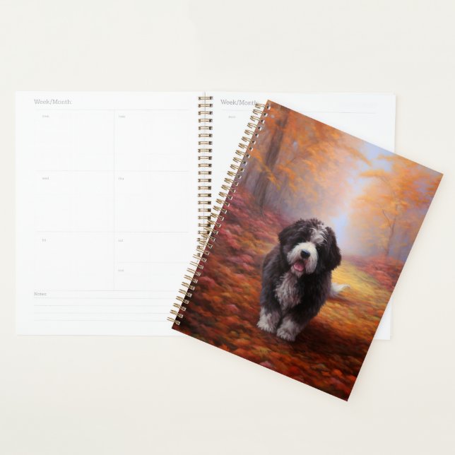Bernedoodle in Autumn Leaves Fall Inspire  Planner (Display)