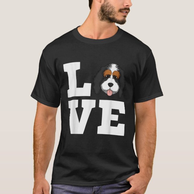 Bernedoodle Love Dog Owner  T-Shirt (Front)
