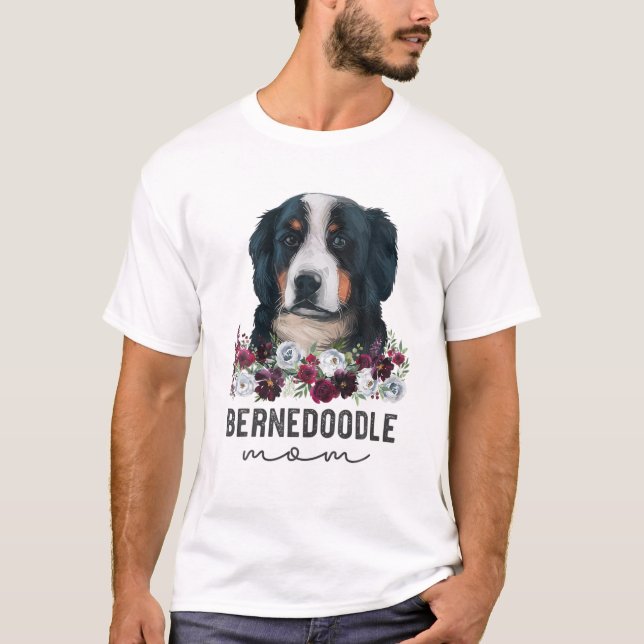 Bernedoodle Mum Dog Mama Floral T-Shirt (Front)
