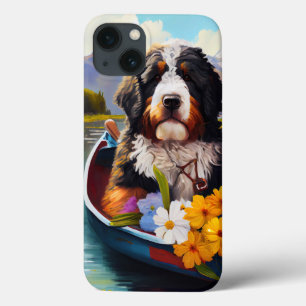 Bernedoodle on a Paddle: A Scenic Adventure iPhone 13 Case