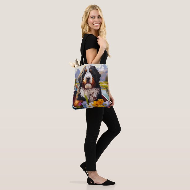 Bernedoodle on a Paddle: A Scenic Adventure Tote Bag (On Model)