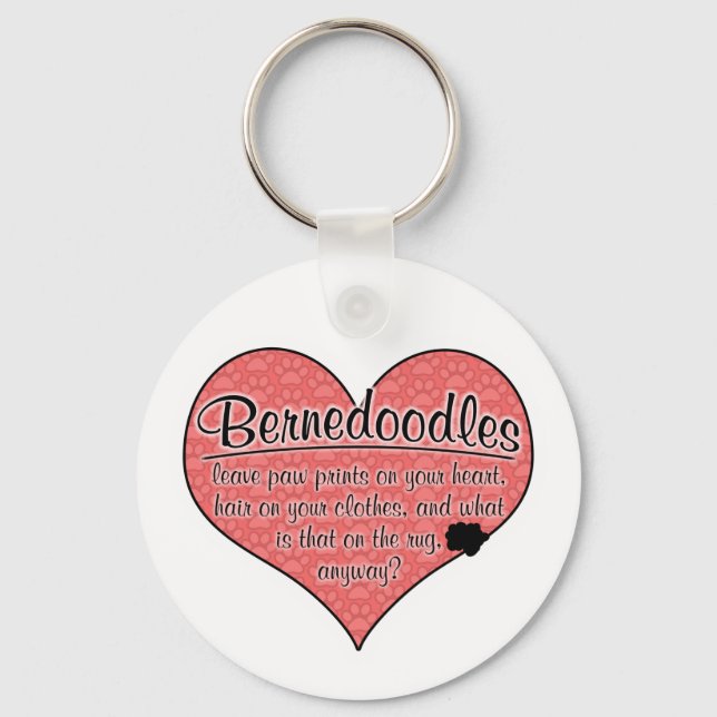 Bernedoodle Paw Prints Dog Humour Key Ring (Front)