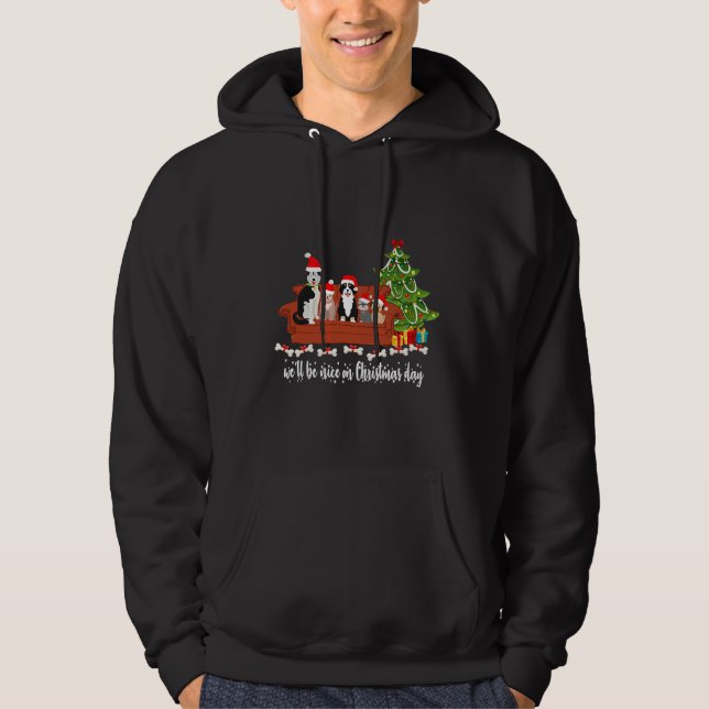 Bernedoodle Pug Husky Christmas Funny Cute Pyjamas Hoodie (Front)