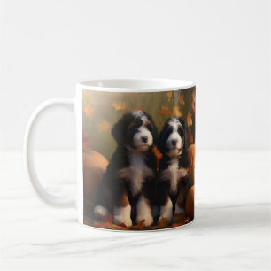 Bernedoodle Puppy Autumn Delight Pumpkin Coffee Mug
