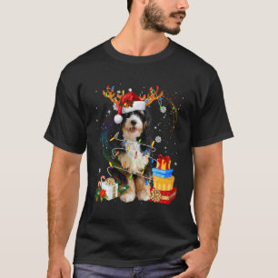 Bernedoodle Reindeer Christmas Lights Funny Dog Xm T-Shirt