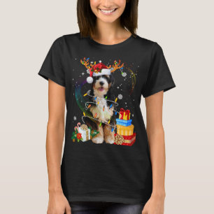Bernedoodle Reindeer Christmas Lights Funny Dog Xm T-Shirt