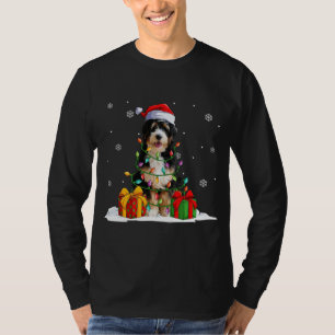 Bernedoodle Santa Christmas Tree Lights Xmas Pajam T-Shirt