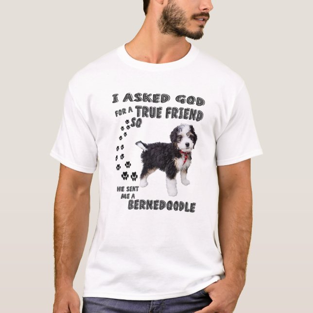 Bernedoodle Saying Mom Dad, Cute Bernese Mountain T-Shirt (Front)