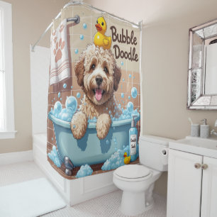 Bernedoodle Sloppy Sleepy Cute Funny Shower Curtain