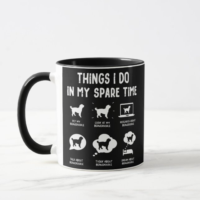 Bernedoodle Things Do Spare Time Funny Dog Mum Mug (Left)