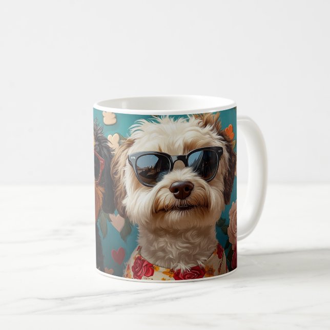 Bernedoodle With Heart Roses Valentine's Day  Coffee Mug (Front Right)