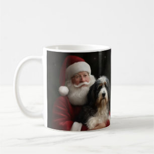 Bernedoodle with Santa Claus Festive Christmas  Coffee Mug