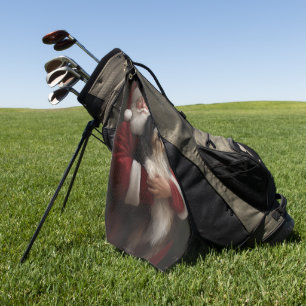 Bernedoodle with Santa Claus Festive Christmas Golf Towel