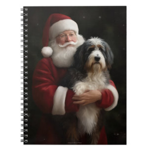 Bernedoodle with Santa Claus Festive Christmas Notebook