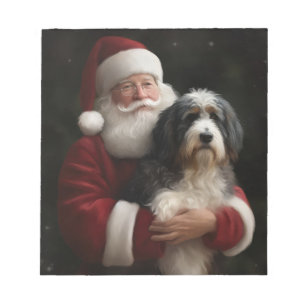 Bernedoodle with Santa Claus Festive Christmas  Notepad