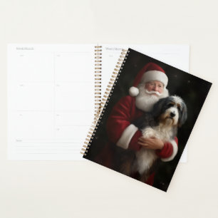 Bernedoodle with Santa Claus Festive Christmas  Planner