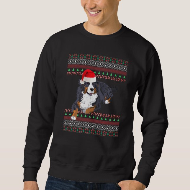 Berner Christmas Holiday Ugly Bernese Mountain Dog Sweatshirt (Front)