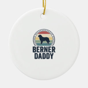 Berner Daddy Vintage Dog Dad Vector Shirt Design_1 Ceramic Tree Decoration