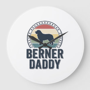 Berner Daddy Vintage Dog Dad Vector Shirt Design_1 Large Clock