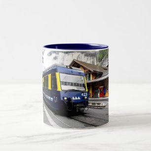 Berner Oberland bahn train in Switzerland Two-Tone Coffee Mug