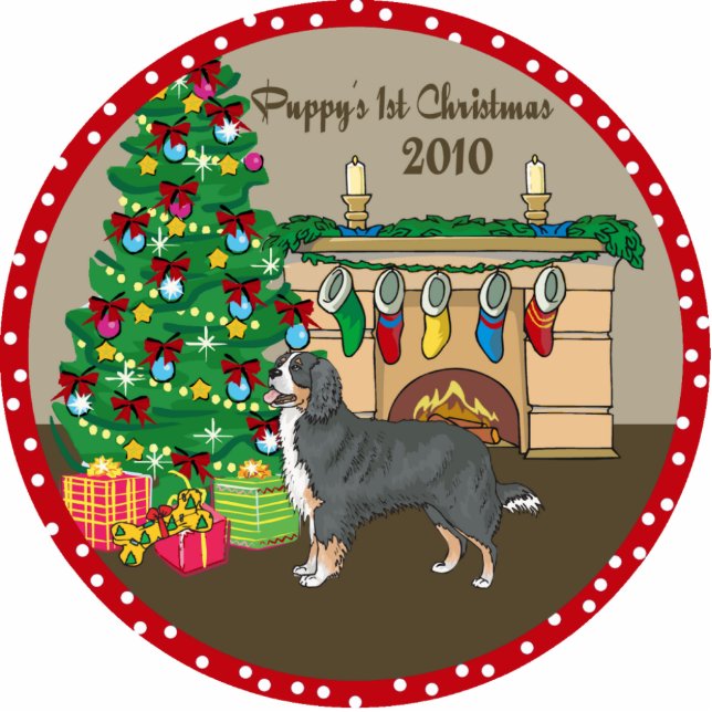 Berner Puppy's 1st Christmas Ornament 2010 Photo Sculpture Decoration (Front)