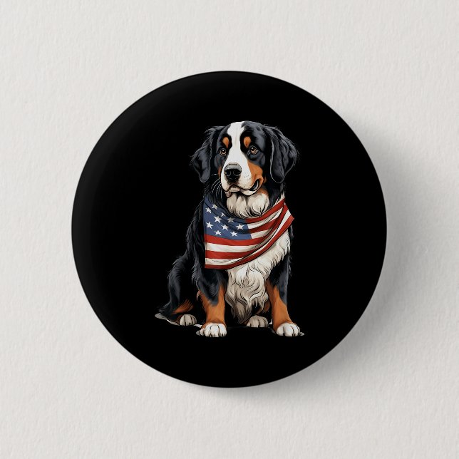 Berner Us Flag Bernese Mountain Dog Owner Mom Dad  6 Cm Round Badge (Front)