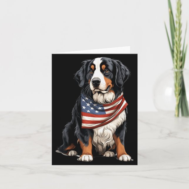 Berner Us Flag Bernese Mountain Dog Owner Mom Dad  Card (Front)