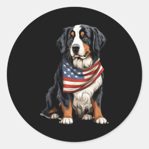 Berner Us Flag Bernese Mountain Dog Owner Mom Dad  Classic Round Sticker