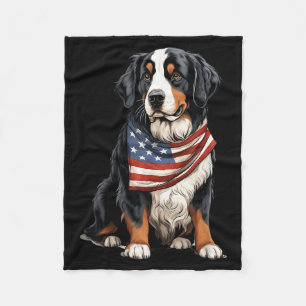 Berner Us Flag Bernese Mountain Dog Owner Mom Dad  Fleece Blanket