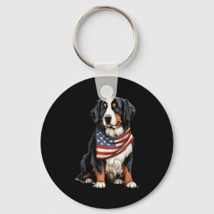 Berner Us Flag Bernese Mountain Dog Owner Mom Dad  Key Ring