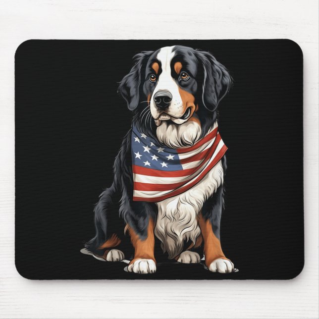 Berner Us Flag Bernese Mountain Dog Owner Mom Dad  Mouse Mat (Front)