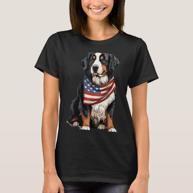Berner Us Flag Bernese Mountain Dog Owner Mom Dad  T-Shirt (Front)