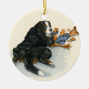 Berner with stocking ceramic tree decoration